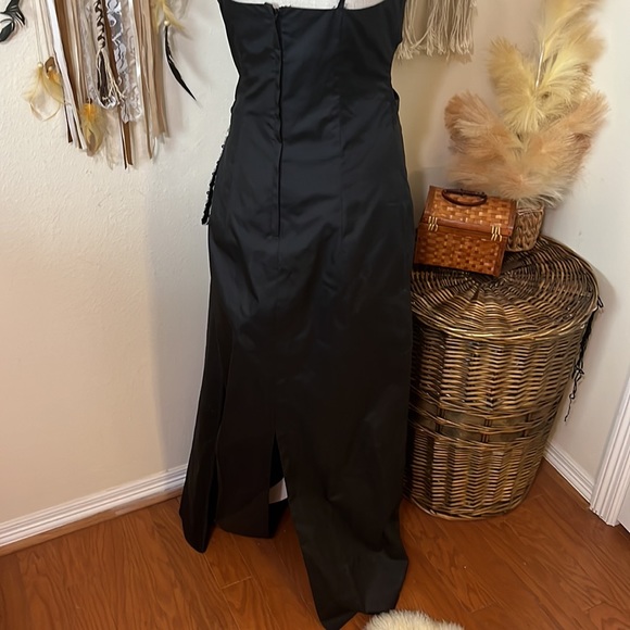 Vintage Black & Silver Dress/ Side Train/ Alice Designs - Picture 8 of 11